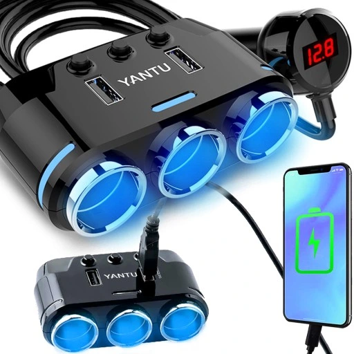 ROZDZIELACZ GNIAZDA ZAPALNICZKI 12V/24V ŁADOWARKA 3.1A + WOLTOMIERZ