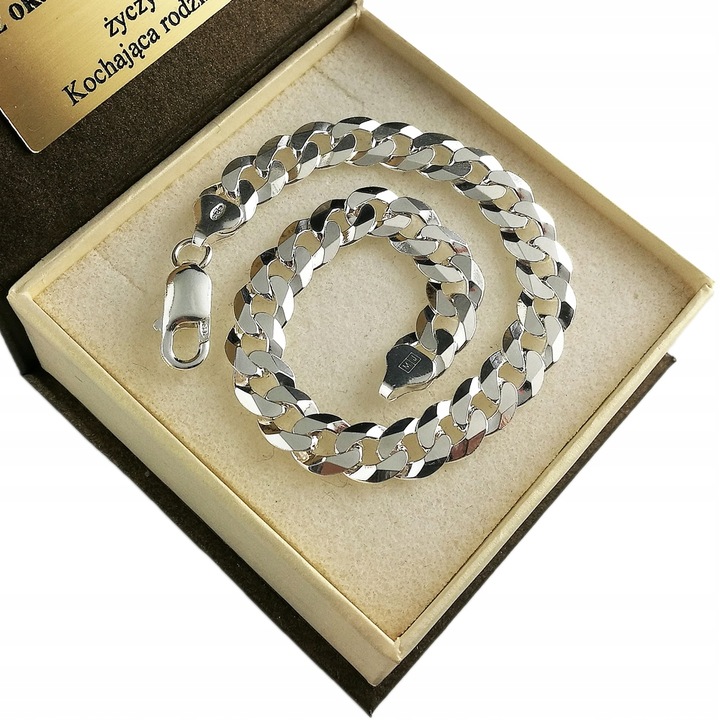 Srebrna Bransoleta Męska 925 Pancerka 8,5mm DIAMENTOWANA Grawer GRATIS