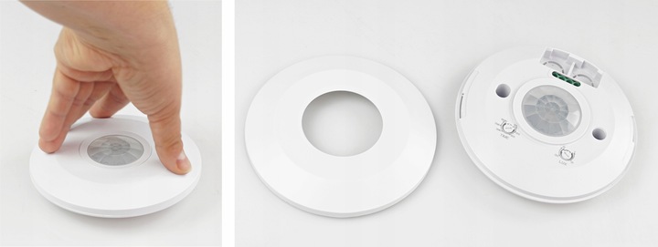 CZUJNIK RUCHU SUFITOWY ULTRA PŁASKI LED PIR CZUJKA ZMIERZCHU 360°