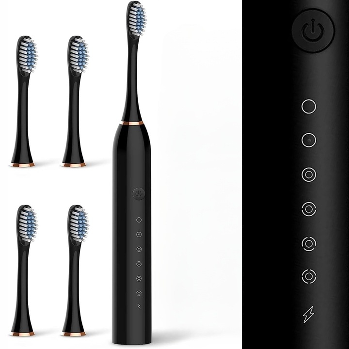 SZCZOTECZKA SONICZNA DO ZĘBÓW ELEKTRYCZNA Z MASAŻEM 4 KOŃCÓWKI 6 TRYBÓW