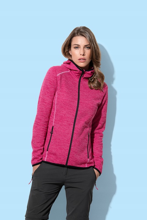 Rozpinany polar damski z kapturem kieszenie Recycled ekologiczny turkus XS