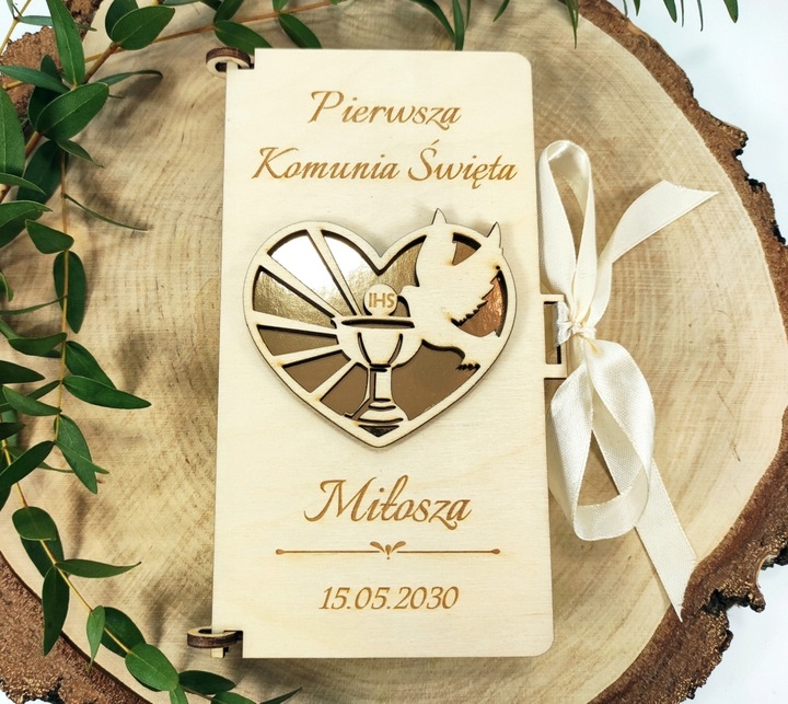 Pamiątka Pierwsza Komunia Święta kartka pudełko P1