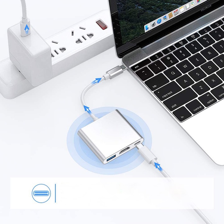 Przejściówka Adapter TYP C 3w1 HUB USB-C HDMI 4K