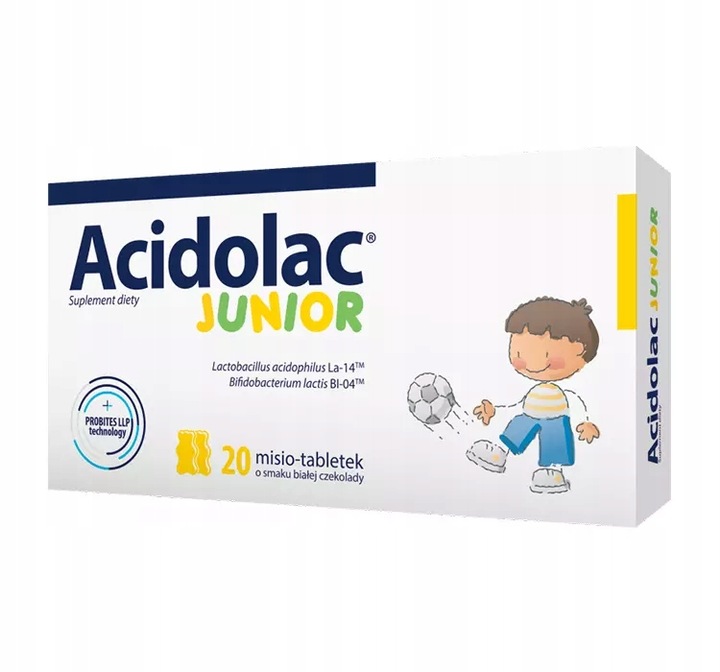 ACIDOLAC JUNIOR Misio-tabletki biała czekolada