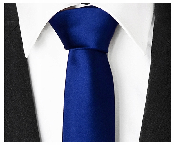 GŁADKI GRANATOWY Żakardowy Krawat Męski 7cm do Garnituru Jednokolorowy rr11