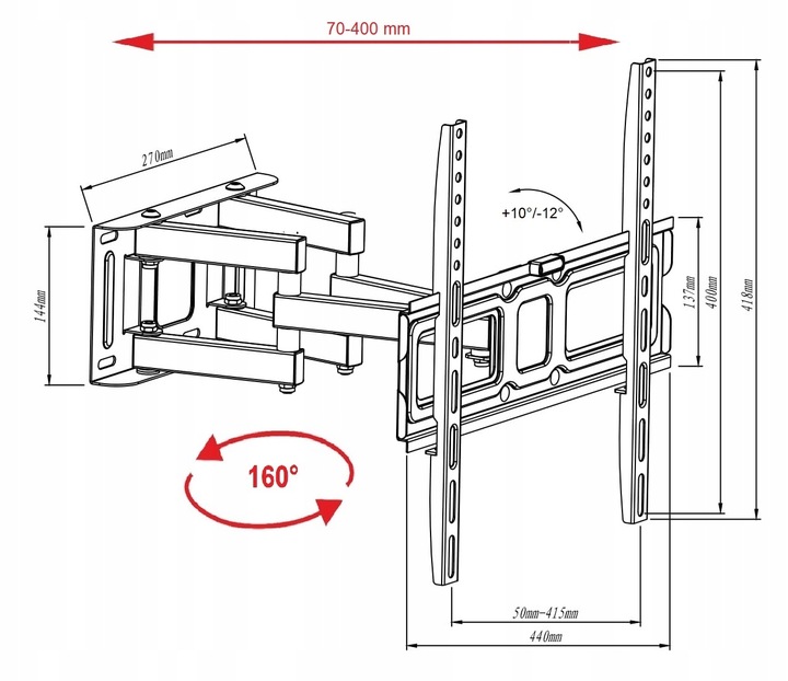 Extra Mocny Obrotowy Uchwyt do Telewizora Wieszak TV 26-63" cali VESSA