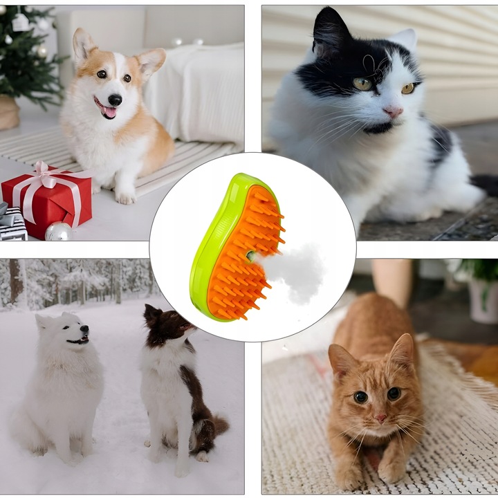 SZCZOTKA PAROWA DLA KOTA PSA ZWIERZĄT MASAŻER GRZEBIEŃ ELEKTRYCZNY SIERŚĆ