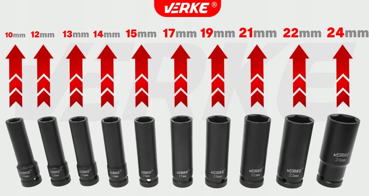 NASADKI UDAROWE 1/2 DŁUGIE ZESTAW NASADEK UDAROWYCH KLUCZY NASADOWYCH 10-24