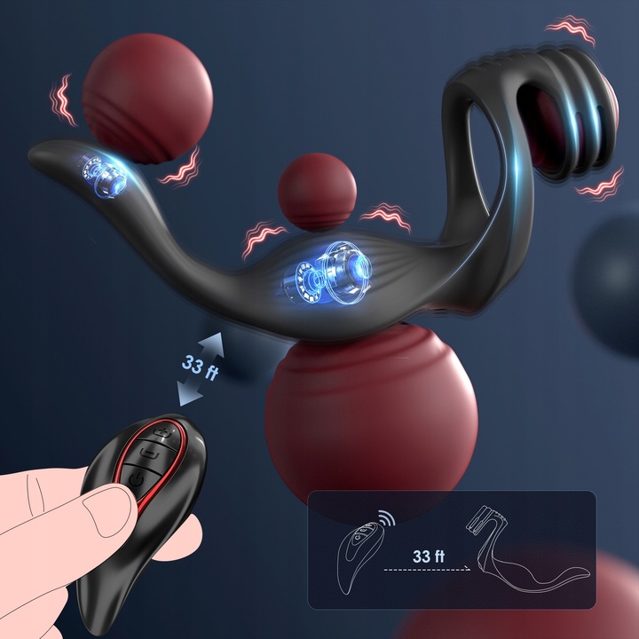 Wibrator prostaty 3w1 pierścień, analny, prostata