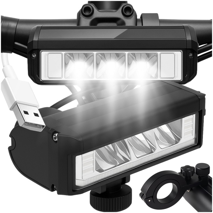 LAMPKA ROWEROWA PRZEDNIA LED NA PRZÓD KIEROWNICĘ ROWERU MOCNA USB 1200lm
