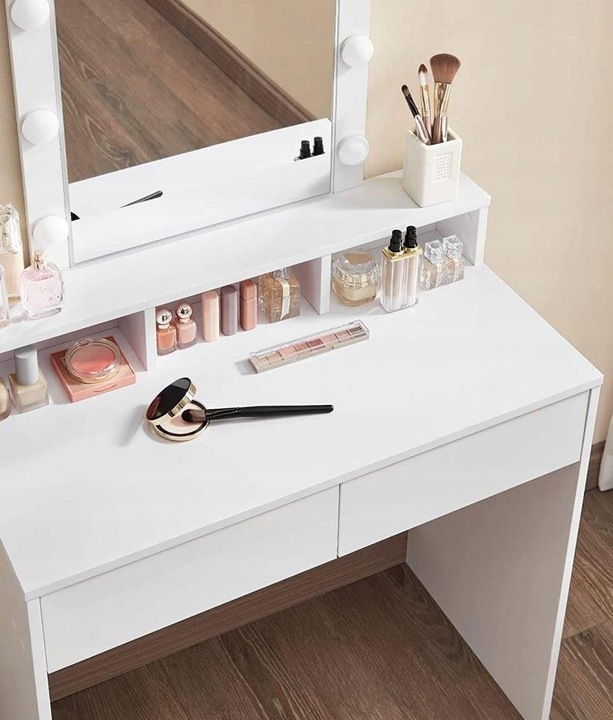 Toaletka biała lustro kosmetyczna oświetlenie 9 LED