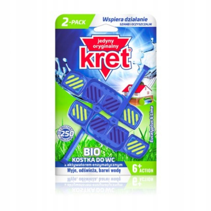 KRET BIO Zawieszka Kostka do WC Toalet Barwiąca Wodę 2x40g Zestaw 4op