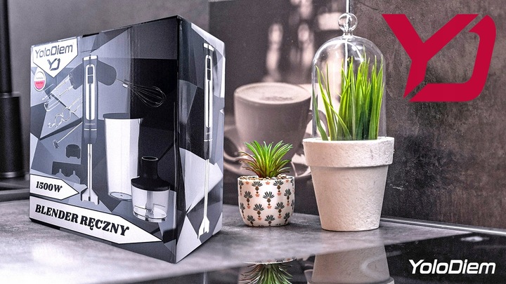 BLENDER RĘCZNY WIELOFUNKCYJNY 9W1 1500W PRO 4 TYTANOWE OSTRZA BOGATY