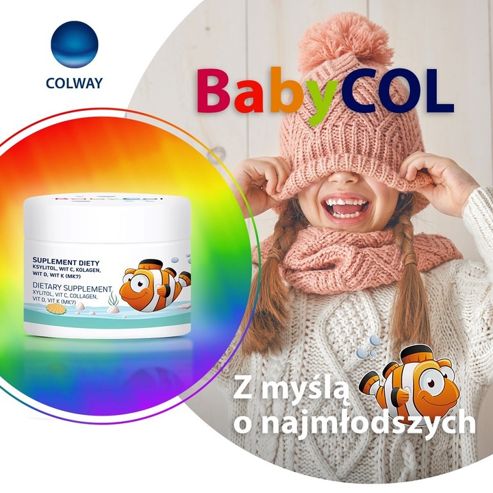 2x BabyCol COLWAY Dla Dzieci - Kolagen Rybi, Wit D3, C, K2 - 60 Pastylek