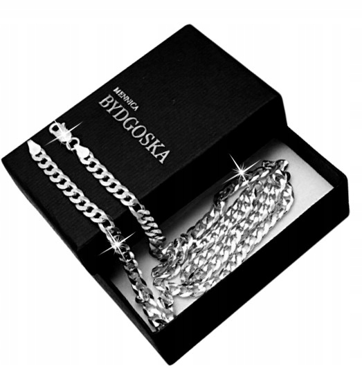 SREBRNY ŁAŃCUSZEK 925 MĘSKI PANCERKA 60 CM PREZENT SREBRO PRÓBA 925