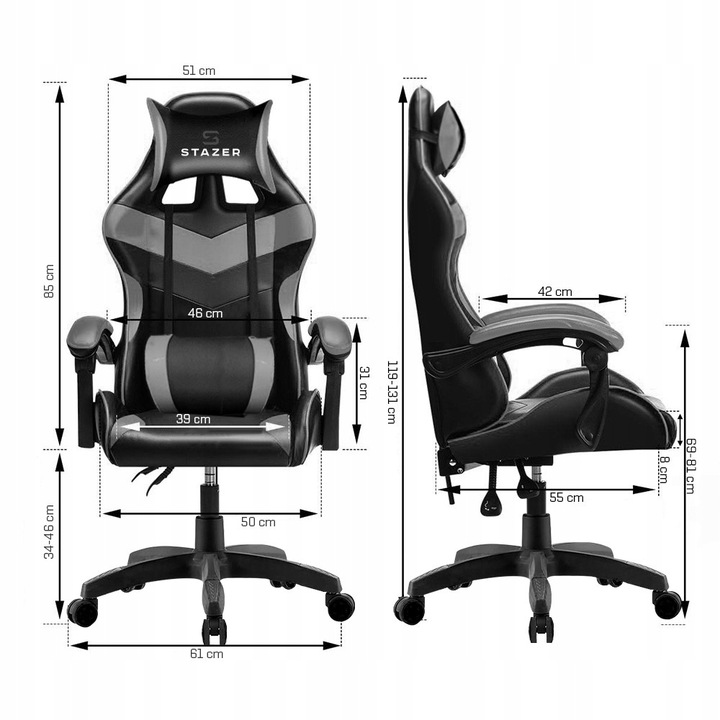 FOTEL KUBEŁKOWY OBROTOWY REGULOWANY GAMINGOWY KRZESŁO GRACZA DO KOMPUTERA