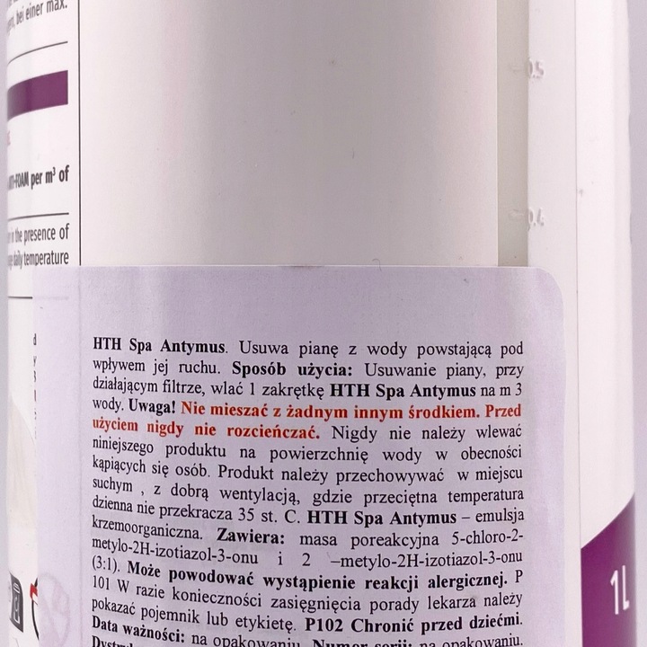 HTH ANTYMUS Antypiana 1L DO BASENÓW JACUZZI SPA Środek Usuwający Pianę