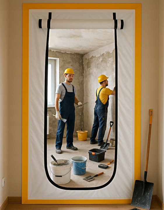 KURTYNA PRZECIWPYŁOWA Drzwi Remontowe Budowlane Z ZAMKIEM BŁYSKAWICZNYM