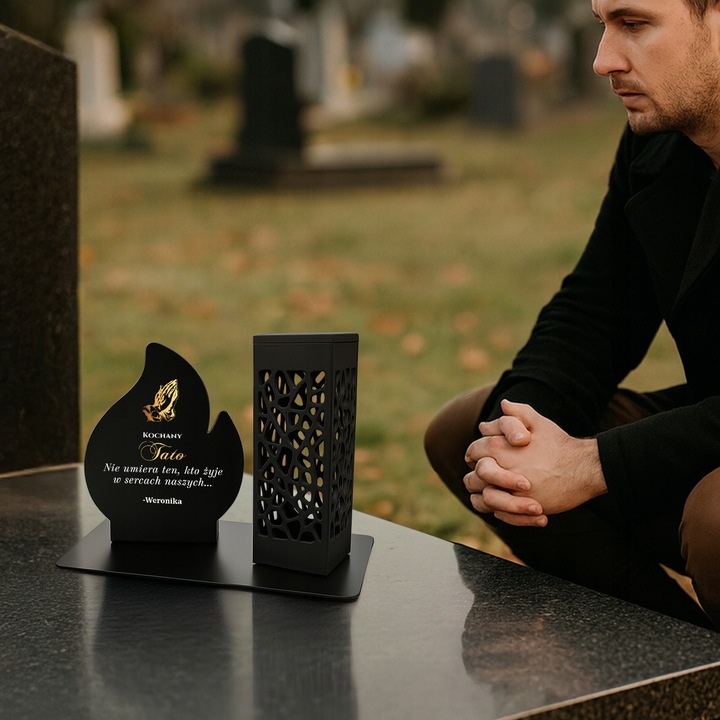 Znicz Solarny na Grób Mamy Taty Dekoracja z Dedykacją Wszystkich Świętych