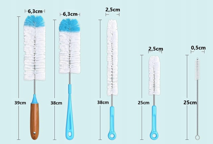 SZCZOTKA SODA DO CZYSZCZENIA BUTELEK DO SATURATORA Zestaw 5 Elementów