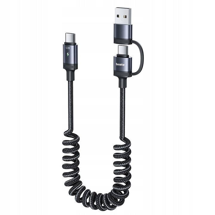 BOSTE SZYBKI KABEL PRZEWÓD USB-C / USB-A DO USB-C 2W1 60W PD QC MOCNY 1.5M