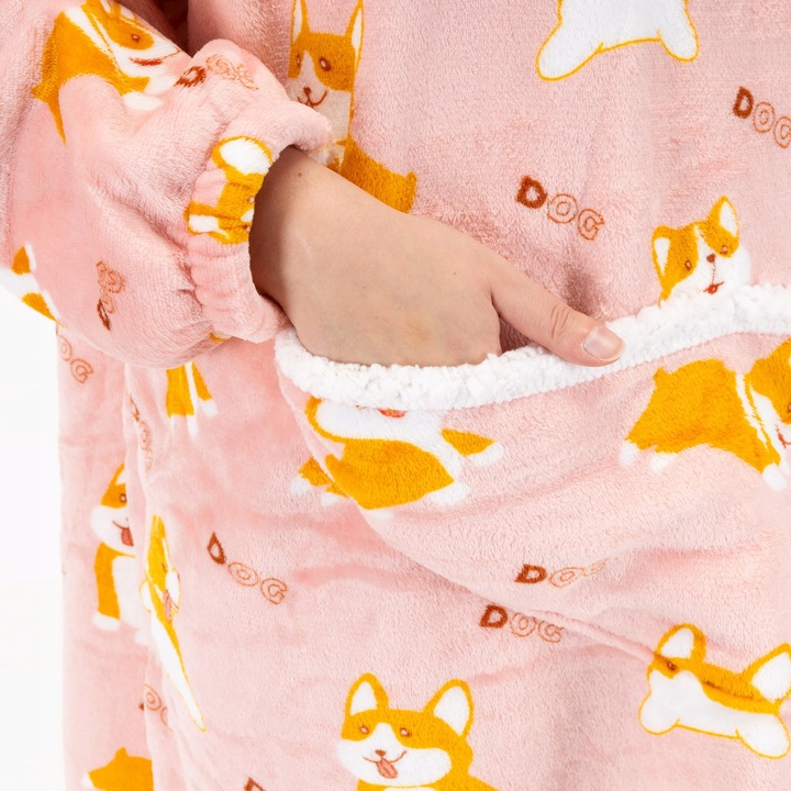 CIEPŁA BLUZA OVERSIZE 2W1 DŁUGA KOCOBLUZA KOCOSZLAFROK CIEPŁY KOC