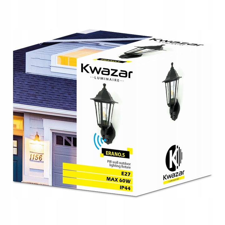 LAMPA OGRODOWA ZEWNĘTRZNA LATARNIA Z CZUJNIKIEM RUCHU I ZMIERZCHU E27