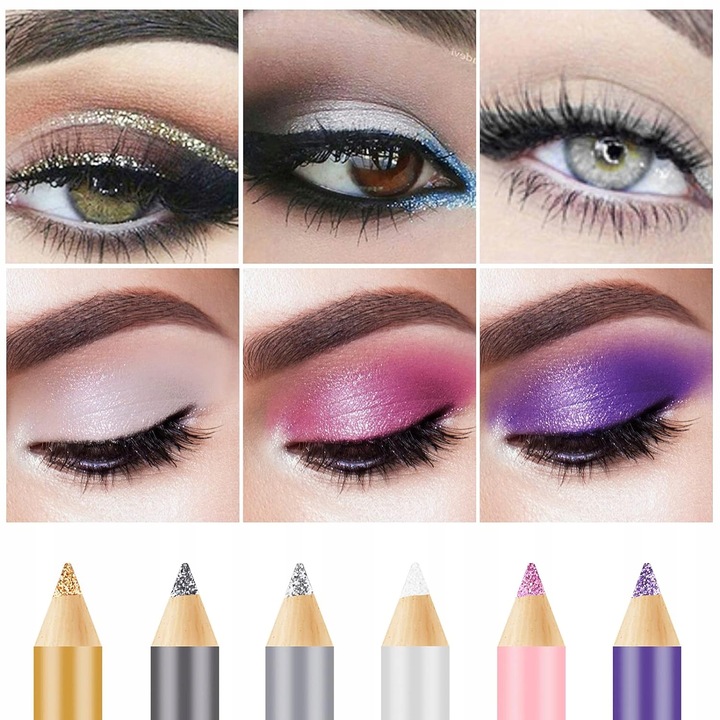 Cienie Do Powiek w Kredce kredka konturówka eyeliner Brokatowe 12 szt kolor