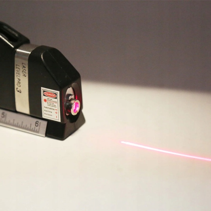 POZIOMICA LASEROWA Z MIARKĄ MIARĄ 250CM LASER KRZYŻOWY 3 LIBELKI