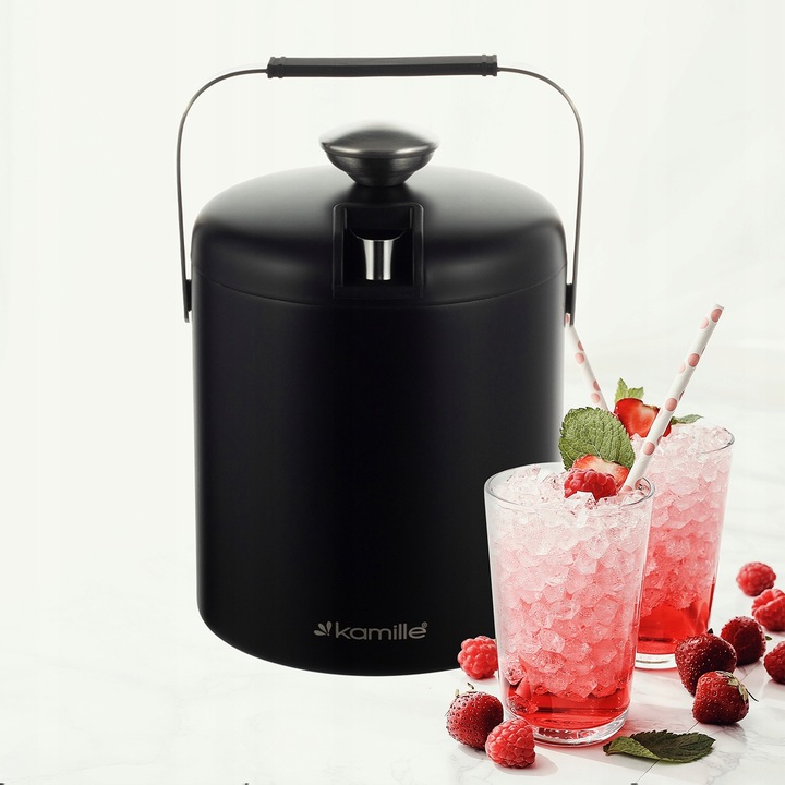 WIADERKO do LODU COOLER pojemnik TERMICZNY do chłodzenia CZARNY + szczypce