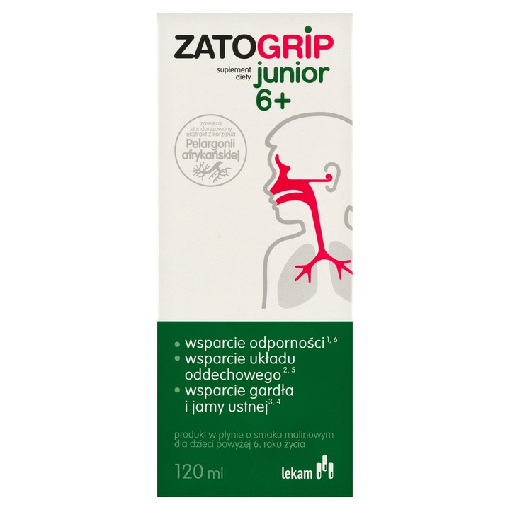 Zatogrip Junior Czarny Bez Pelargonia Afrykańska Wspiera Odpornosć 120 ml