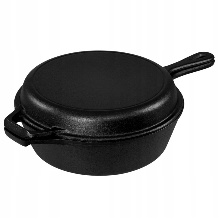 RONDEL ŻELIWNY Z PATELNIĄ 3 w 1 PATELNIA BRYTFANNA GARNEK 26 CM