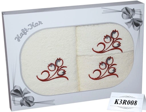 PREZENT KOMPLET TRZECH GRUBYCH RĘCZNIKÓW Z HAFTEM