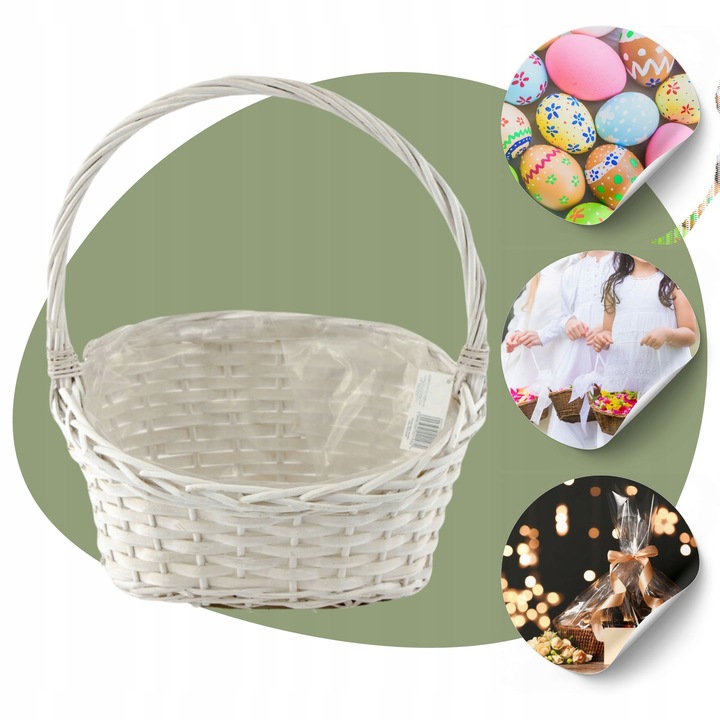 KOSZ PREZENTOWY DELIKATESOWY BIAŁY WIKLINOWY KOSZYK ŚLUB WESELE