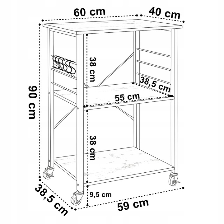 SZAFKA MOBILNA REGAŁ NA KÓŁKACH PÓŁKA WÓZEK STOLIK DO KUCHNI SALONU