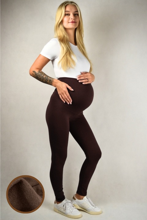 Legginsy ciążowe ocieplane POLSKI PRODUCENT kryjące bawełniane na zimę