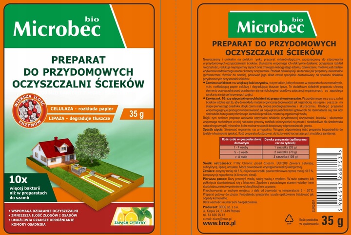 MICROBEC BIO Aktywator do przydomowych oczyszczalni ścieków 35g x 18