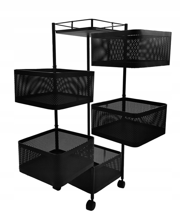 REGAŁ KUCHENNY MOBILNY STOLIK NA KÓŁKACH WÓZEK 6-POZIOMOWY 5 KOSZY