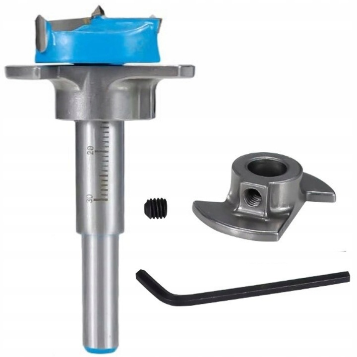 FREZ PUSZKOWY 40mm z WIDIĄ OGRANICZNIKIEM WIERTŁO DO DREWNA POD ZAWIAS