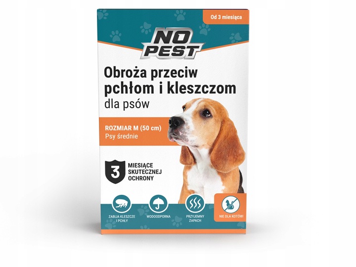 OBROŻA NA KLESZCZE I PCHŁY DLA PSA DLA PSÓW 50CM ROZMIAR M/L NO PEST