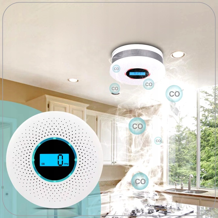 Czujnik Czadu i dymu Tlenku Węgla Detektor Alarm Wykrywacz Czadu