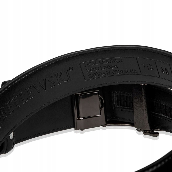 BETLEWSKI pasek skórzany męski do spodni skóra naturalna automatyczny pas