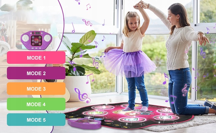 MATA DO TAŃCZENIA MUZYCZNA DLA DZIECI INTERAKTYWNA LED BLUETOOTH 27× POZIOM
