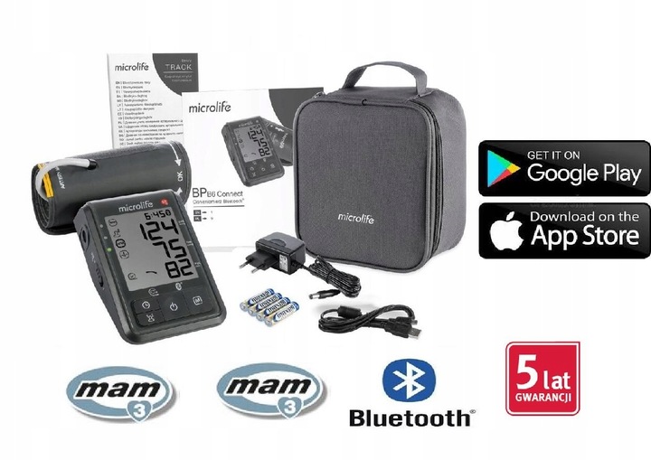 Microlife Ciśnieniomierz Automatyczny Naramienny BP B6 Bluetooth+Zasilacz