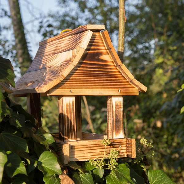 Karmnik dla ptaków + ziarno pokarm duży drewniany budka solidny XXL