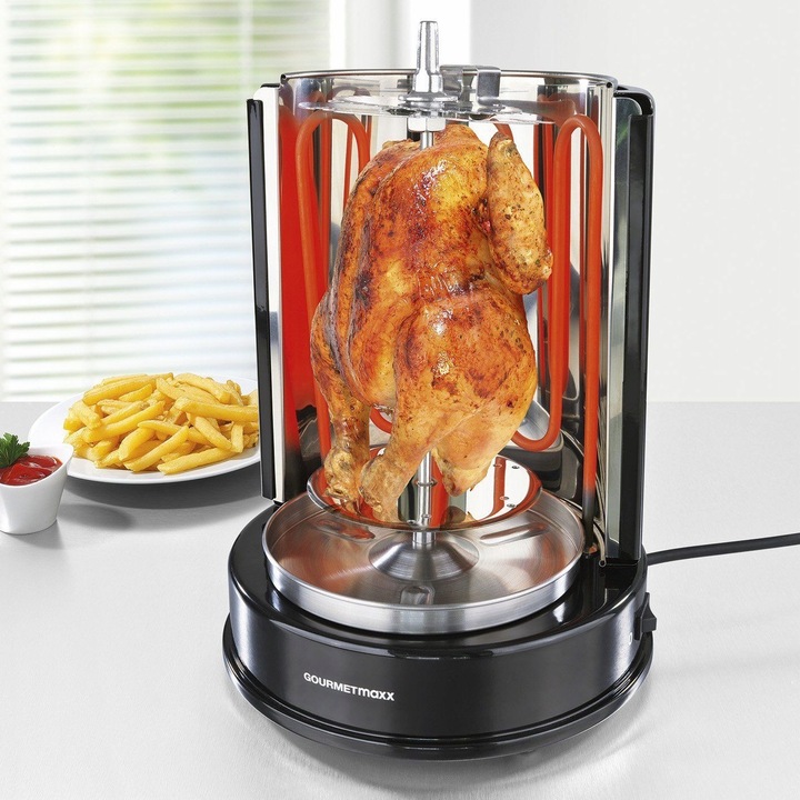 GRILL DO KURCZAKA KEBAB SZASZŁYKI OBROTOWY 360' 1400W