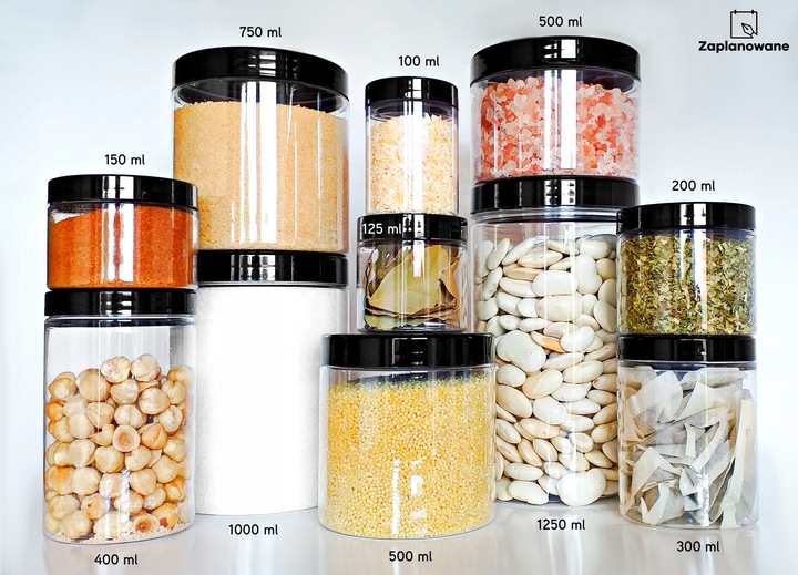 6szt pojemnik na żywność 1250ml słoik PET na produkty sypkie zestaw 1,25l