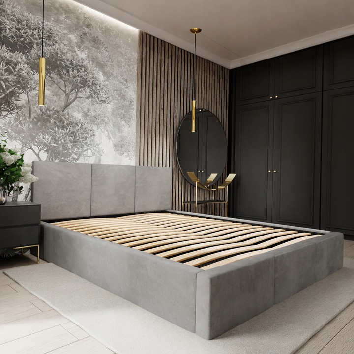 ŁÓŻKO TAPICEROWANE DO SYPIALNI 140x200 ŁÓŻKO PODWÓJNE Z POJEMNIKIEM