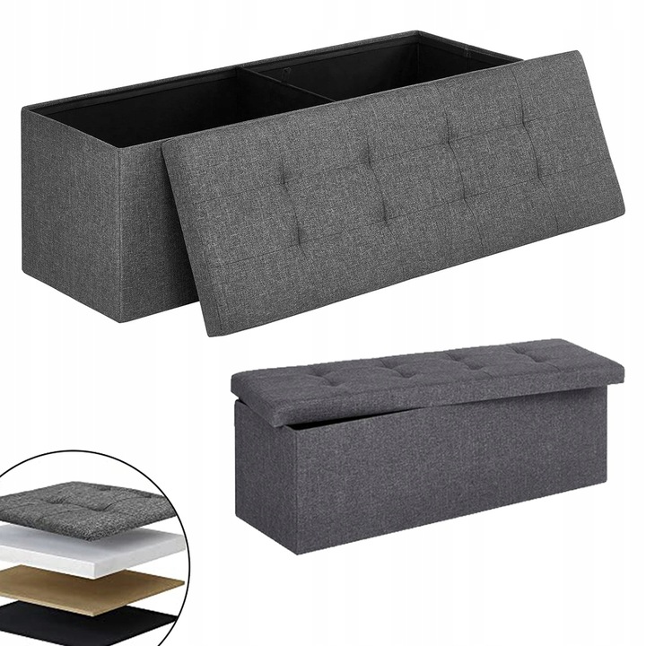 Skrzynia TAPICEROWANA siedzisko z pojemnikiem PUFA pikowana