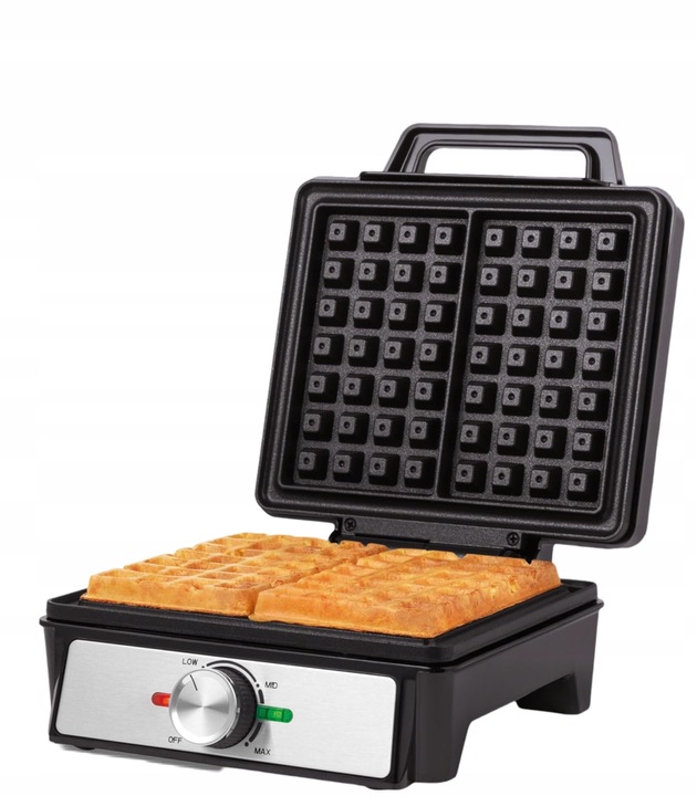 GOFROWNICA XXL 2 GOFRY Z REGULACJĄ TEMPERATURY PUSZYSTE CHRUPIĄCE GOFRY